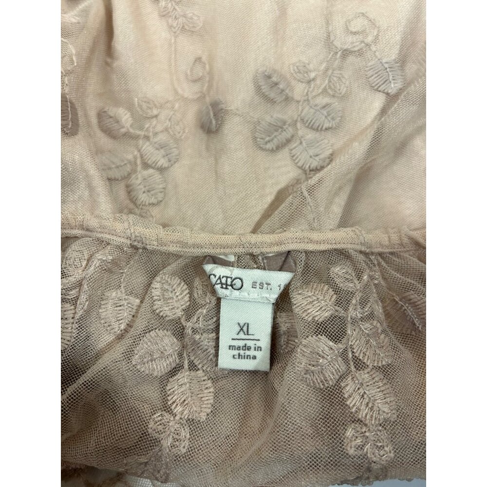 Cato XL Women's Pink Floral Lace Off-Shoulder Blouse - Picture 5 of 10